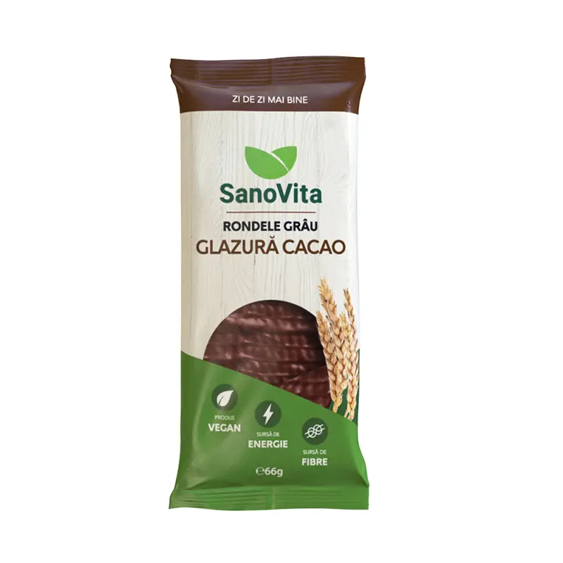 Rondele din grau cu glazura de cacao SanoVita 66g