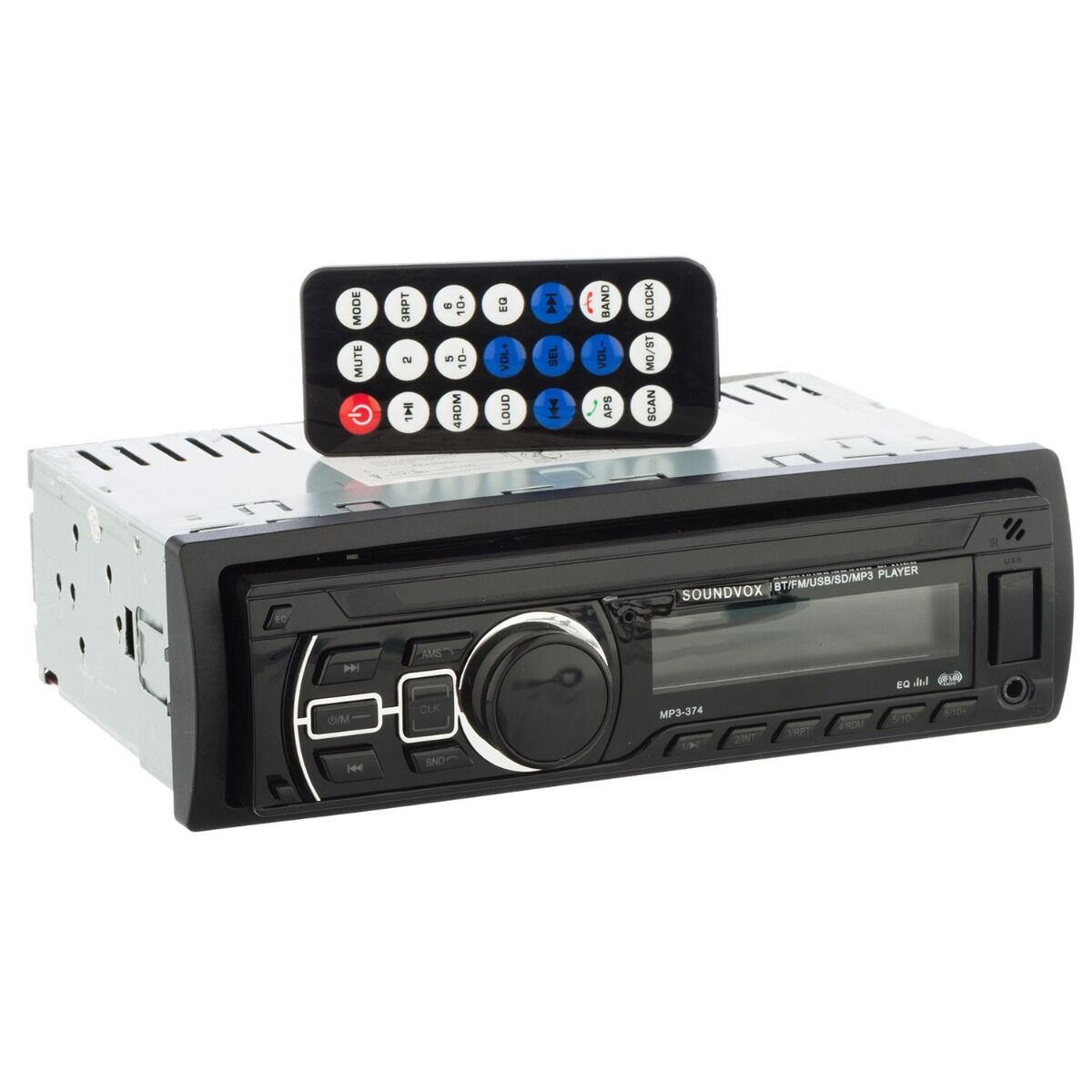 Radio auto bluetooth, MP3/WMA Player Soundvox 374, 4 x 25W, USB, SD, AUX, RCA, panou frontal detasabil, telecomanda
