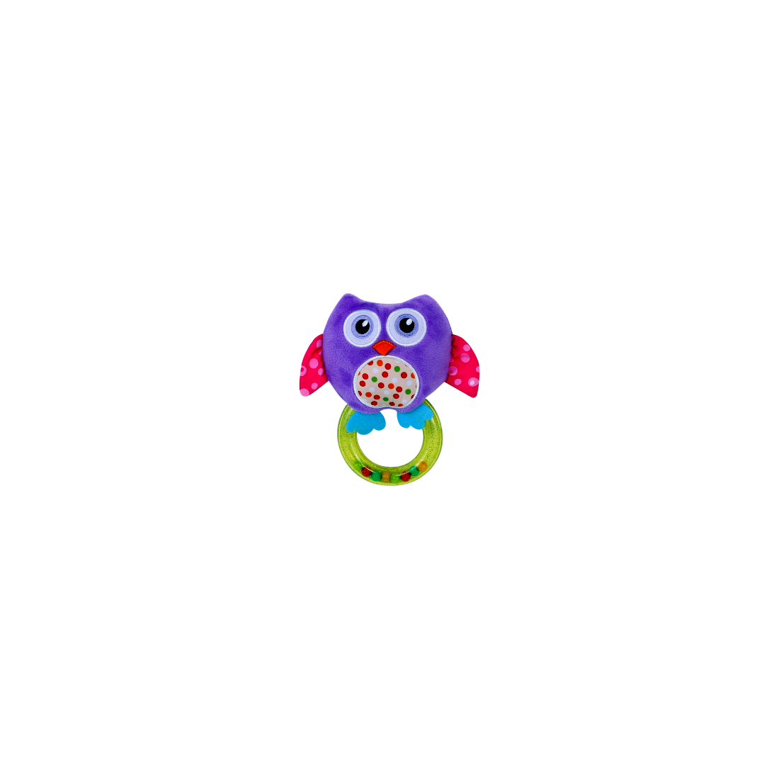 Jucarie zornaitoare din plus, Owl, 18,5 cm, cu inel, Purple, Lorelli