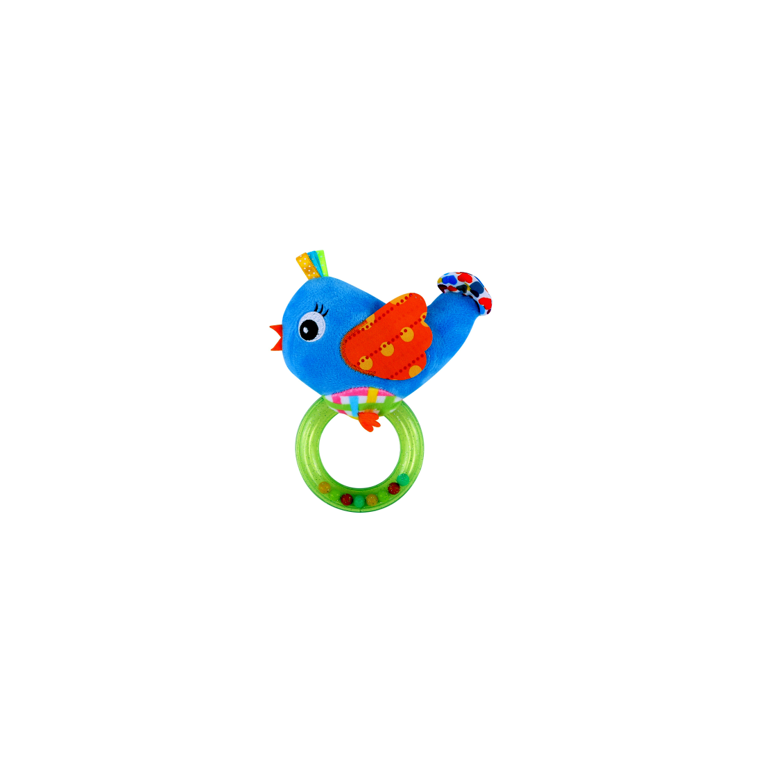 Jucarie zornaitoare din plus, Bird, 18,5 cm, cu inel, Lorelli