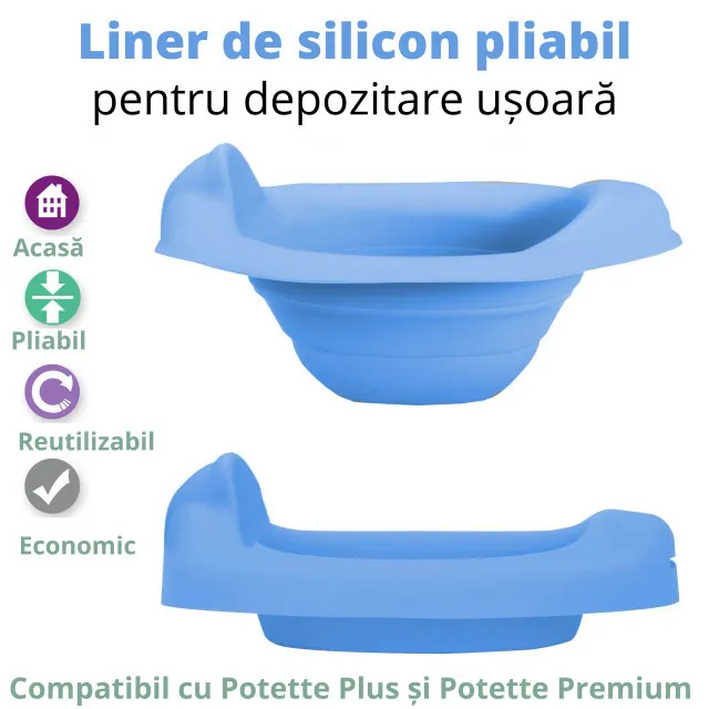 Potette Plus, Liner reutilizabil pentru olita portabila, silicon, albastru
