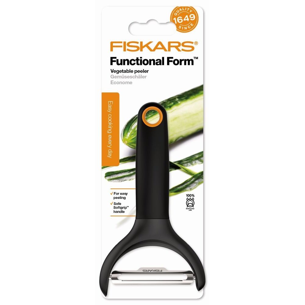 Curatitor vertical Functional Form Fiskars, otel inoxidabil/plastic, Negru/Portocaliu