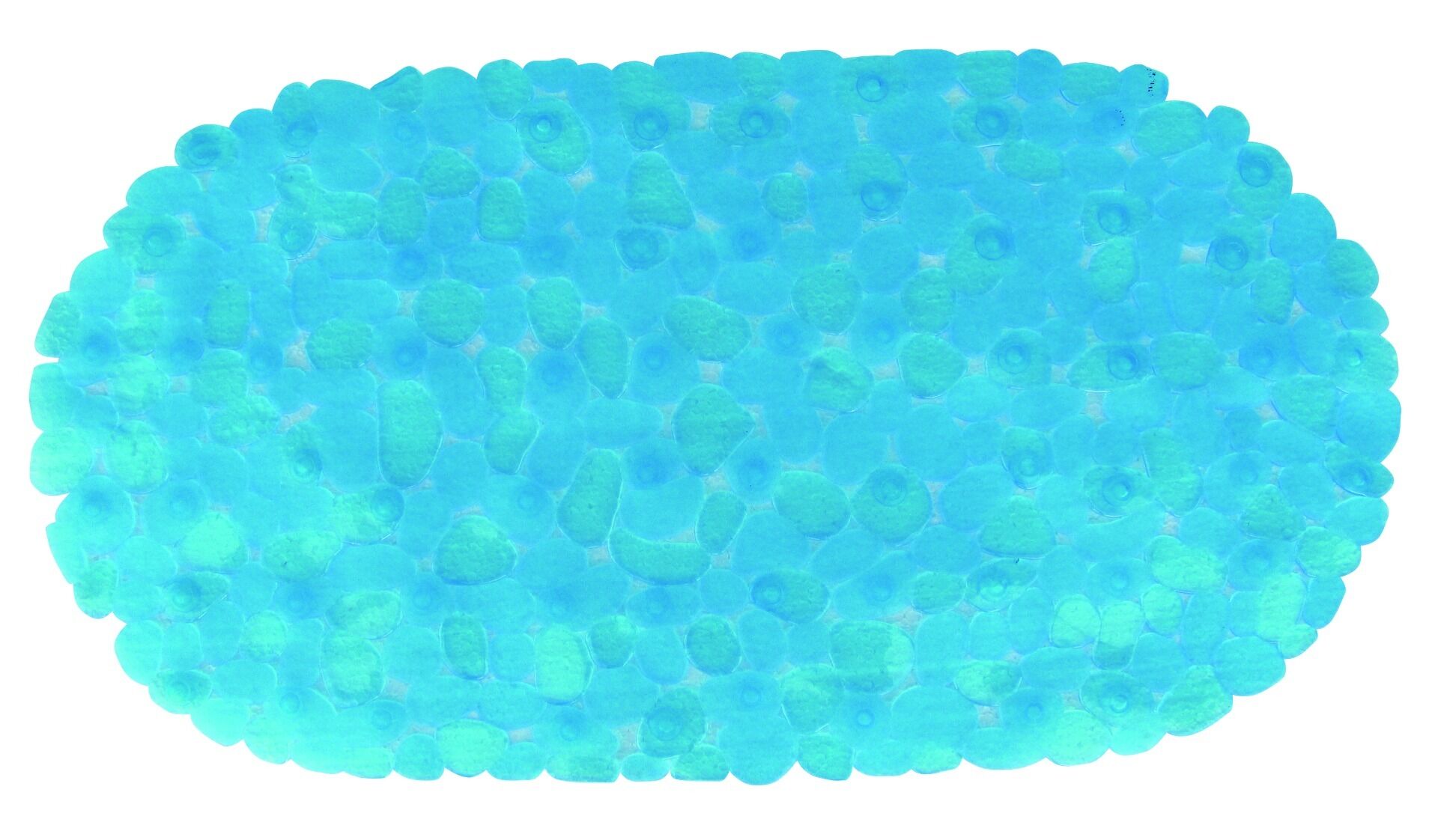 Covor antiderapant stones,din pvc, oval,antiderapant,68 x 35cm,bleu transparent