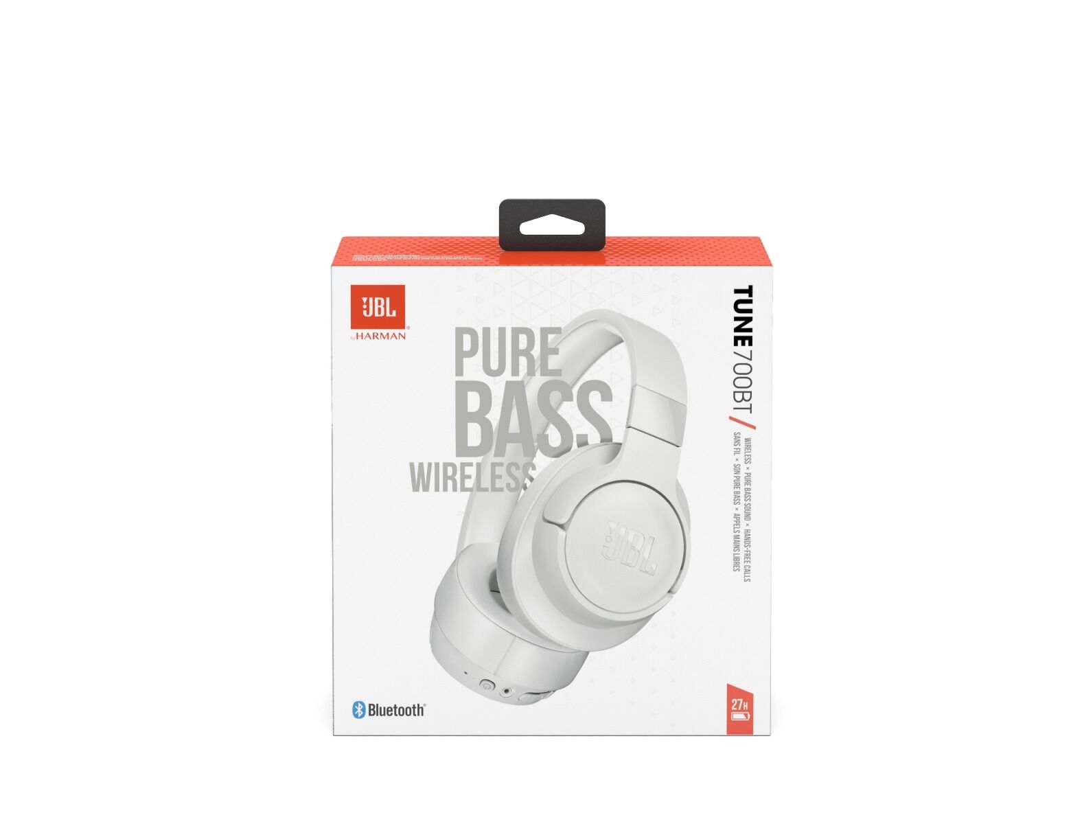 Casti On-Ear Bluetooth JBL Tune 700BT,Pure Bass, pliabile, Alb