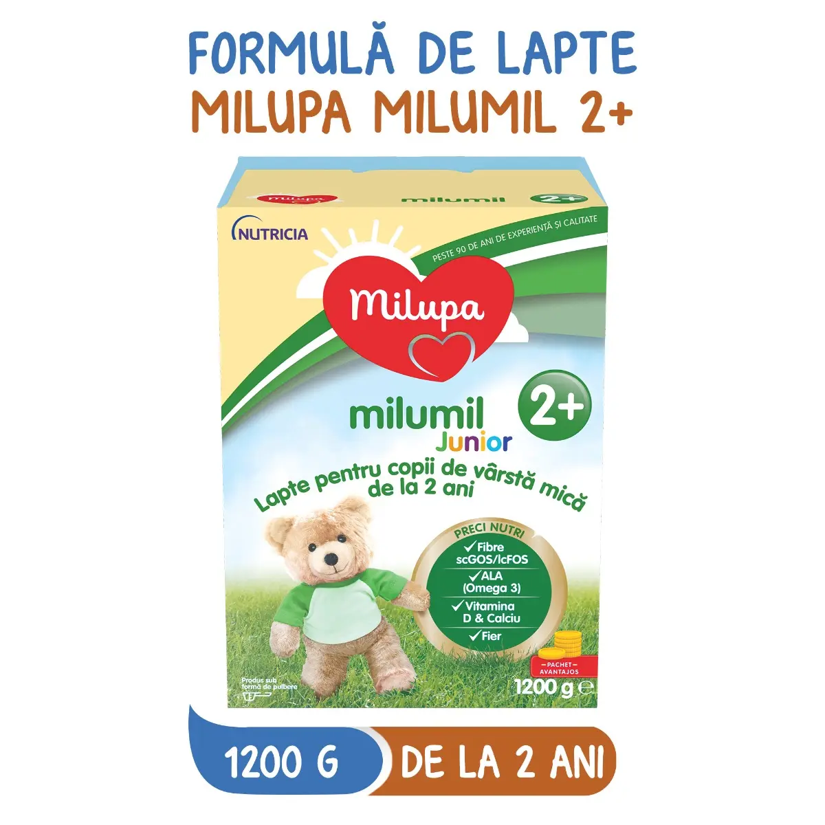 Lapte praf Milupa Milumil Junior, de la 2 ani, 1200 g