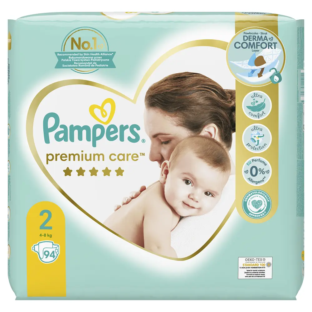 Scutece Pampers Premium Care, Jumbo Pack, nr.2, 4-8kg, 94 bucati