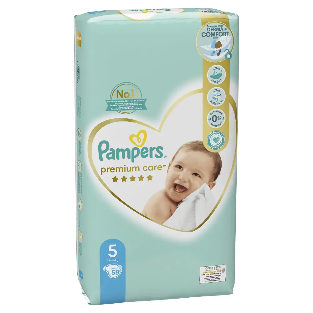 Scutece Pampers Premium Care, Jumbo Pack, nr.5, 11-16kg, 58 bucati