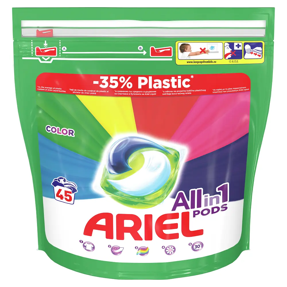 Detergent capsule, Ariel All in One PODS Color, 45 spalari,  45 bucati