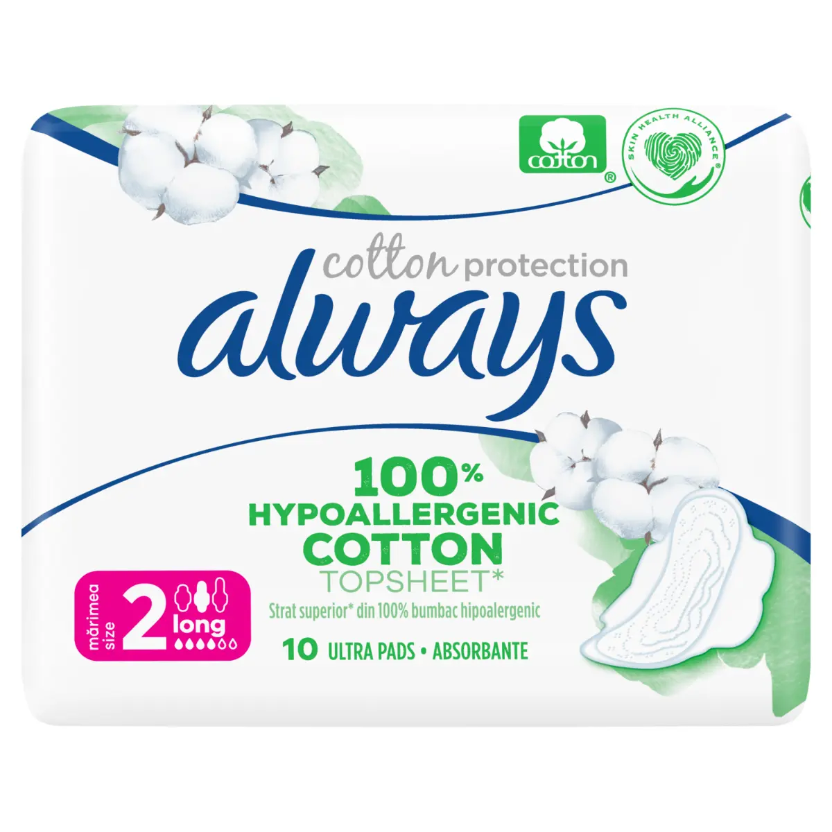 Absorbante Always Cotton Protection Long, 10 bucati