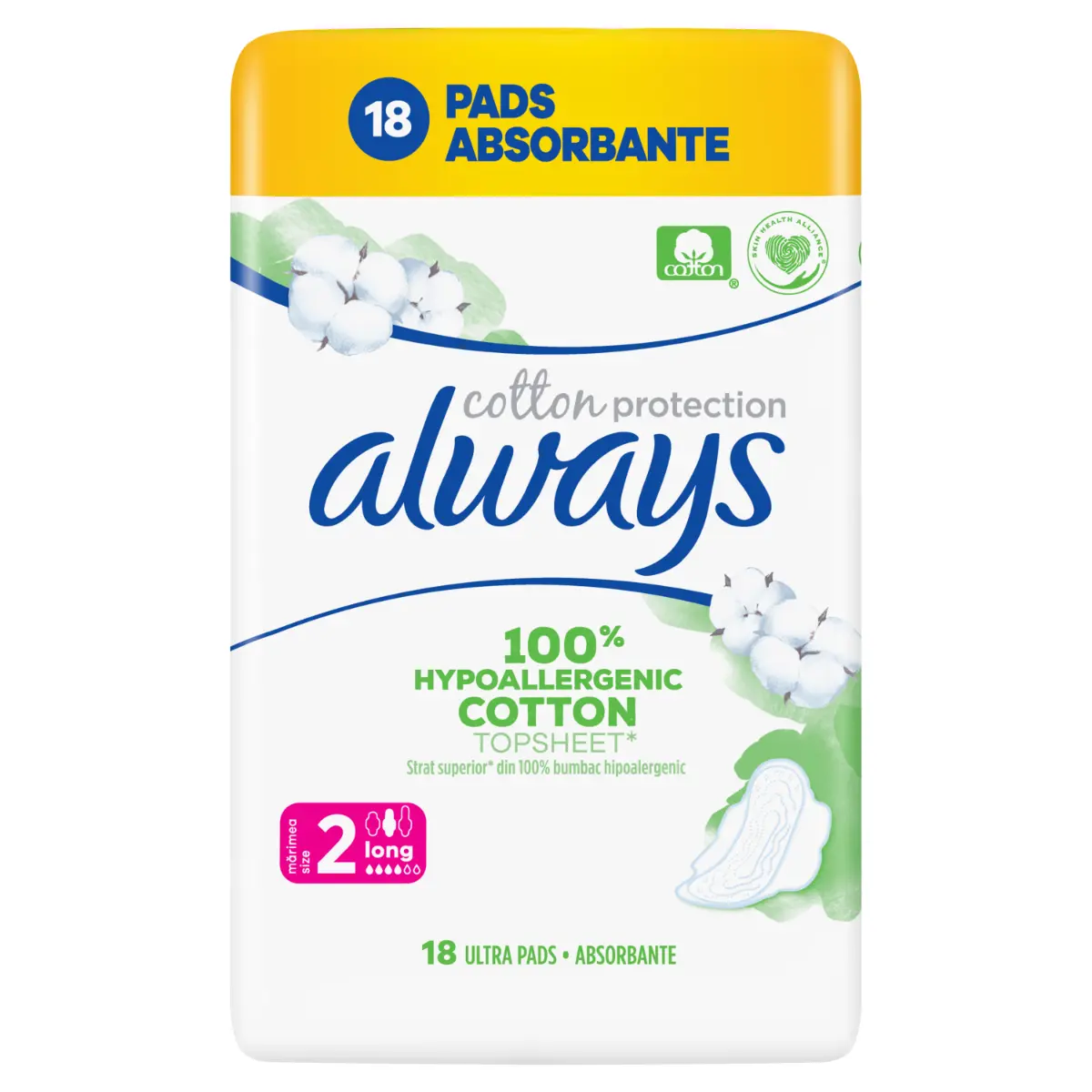 Absorbante Always Cotton Protection Long, 18 bucati