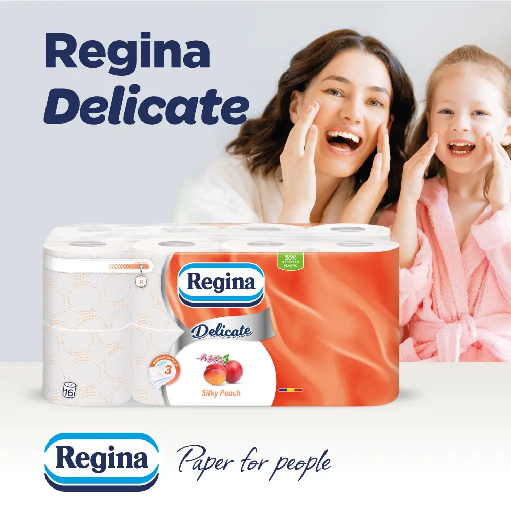 Hartie igienica Regina Delicate Peach 16 role 3 straturi