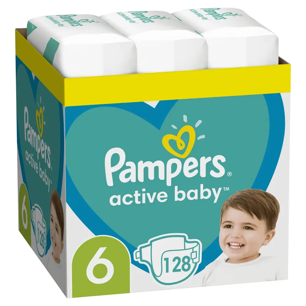 Scutece Pampers Active Baby XXL Box, Marimea 6,13 -18 kg, 128 buc