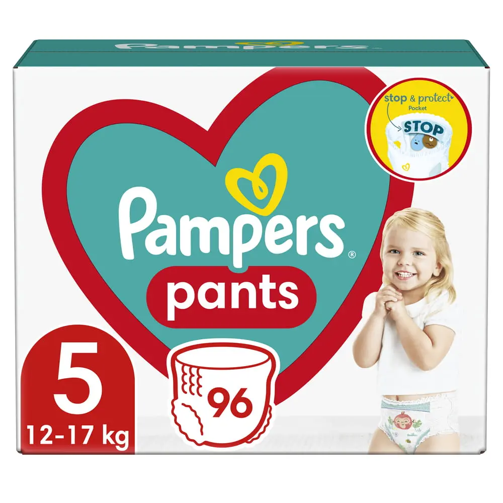 Scutece chilotel Pampers Pants Mega Box Marimea 5, 12-17 kg, 96 buc