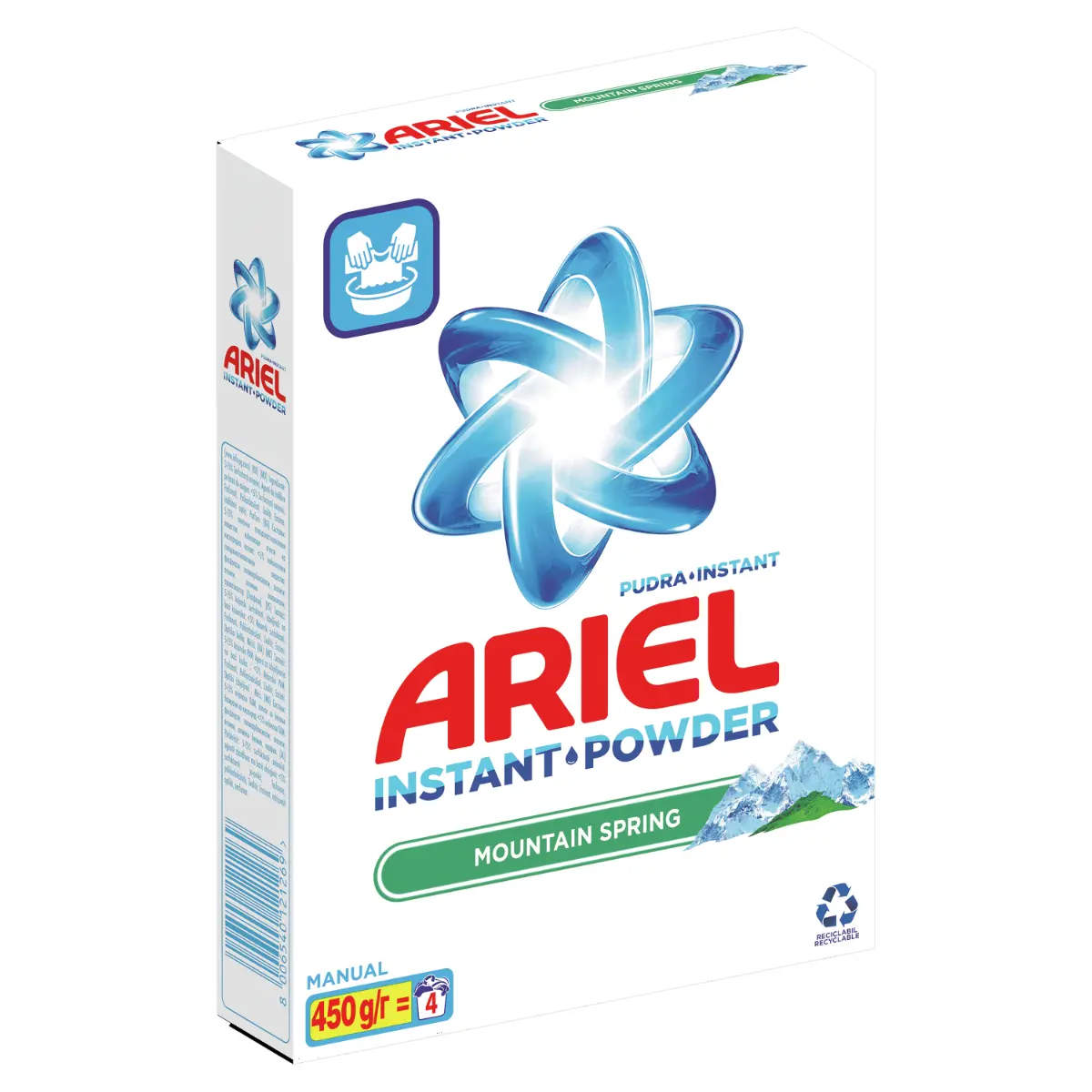 Detergent manual pudra Ariel Mountain Spring 450 g, 20 spalari