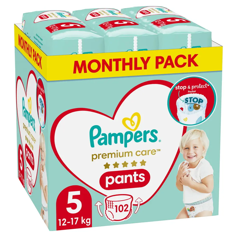 Pampers Premium Care Pants XXL Box Marimea 5, 102 buc | Carrefour Romania