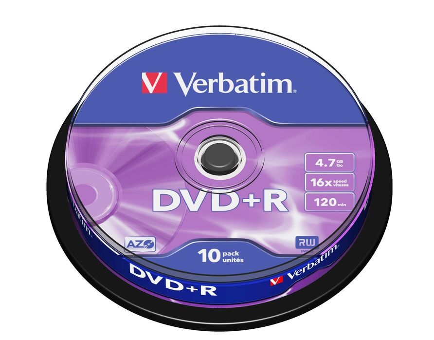 DVD+R Verbatim, 4.7 GB, 16x, 10 bucati/bulk, in cake box