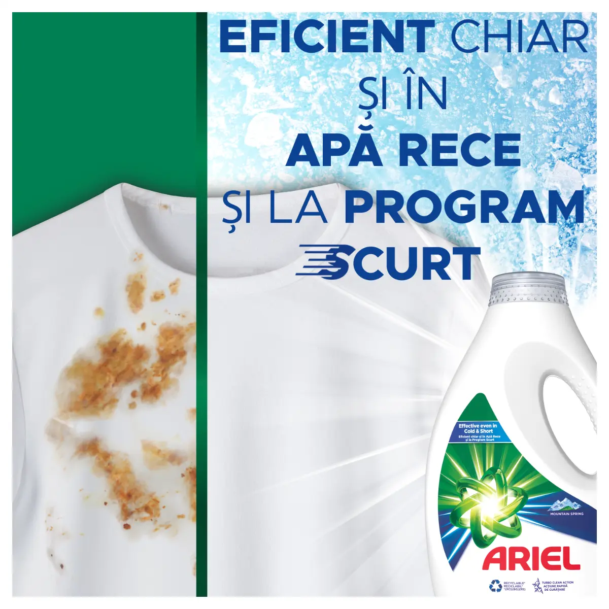 Detergent de rufe lichid Ariel Mountain Spring, 90 spalari, 4.5L