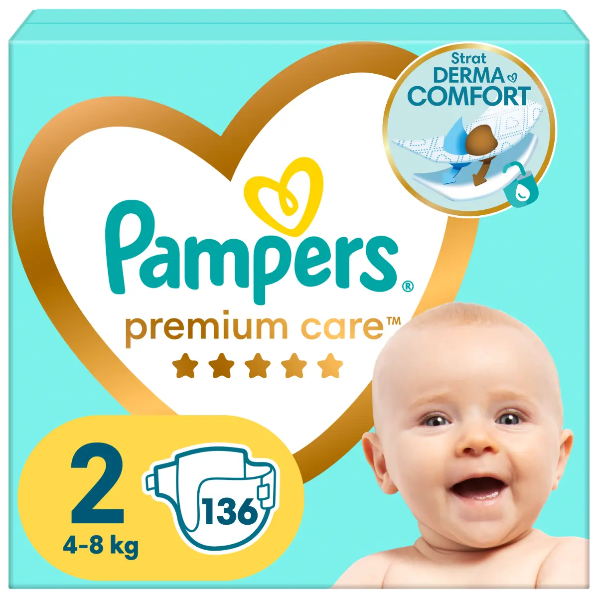 Scutece Pampers Premium Care Marimea 2, 4-8 kg, 136 buc