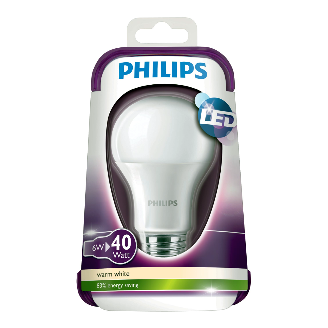 Bec LED Philips 5.5W, dulie E27, forma clasica A60, lumina calda 2700k, 470 lumeni