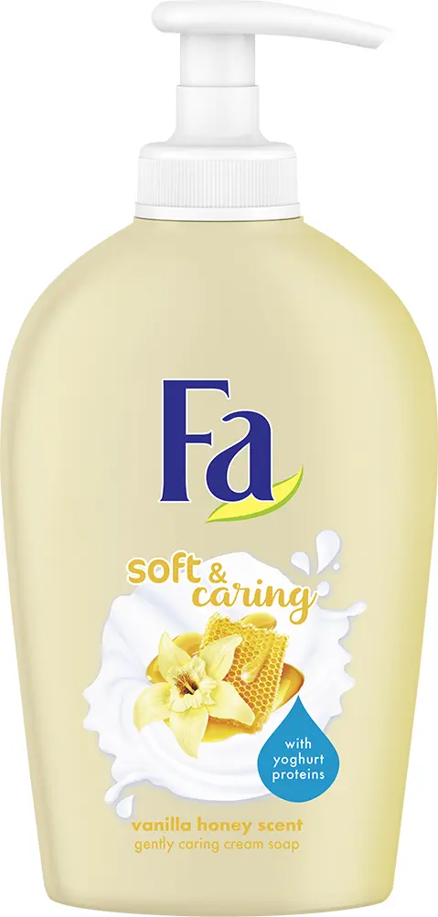 Sapun lichid crema Fa Soft & Caring Vanilla, cu proteine din iaurt, pH neutru, 250 ml