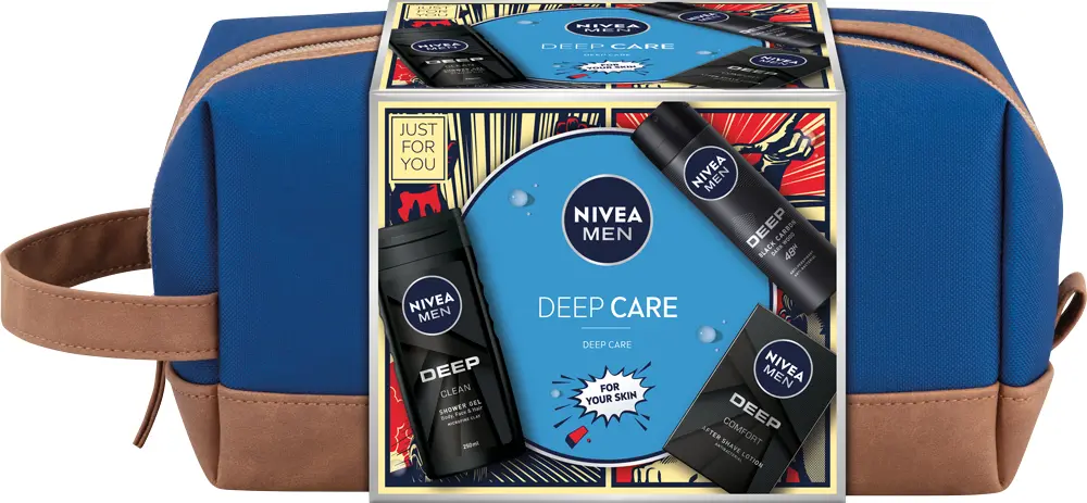 Set cadou Nivea Men Deep Care: Gel de dus + Lotiune dupa ras + Deodorant spray