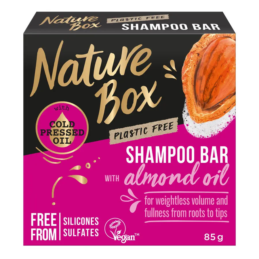 Sampon solid Nature Box cu ulei de Migdala  presat la rece, formula vegana 85g