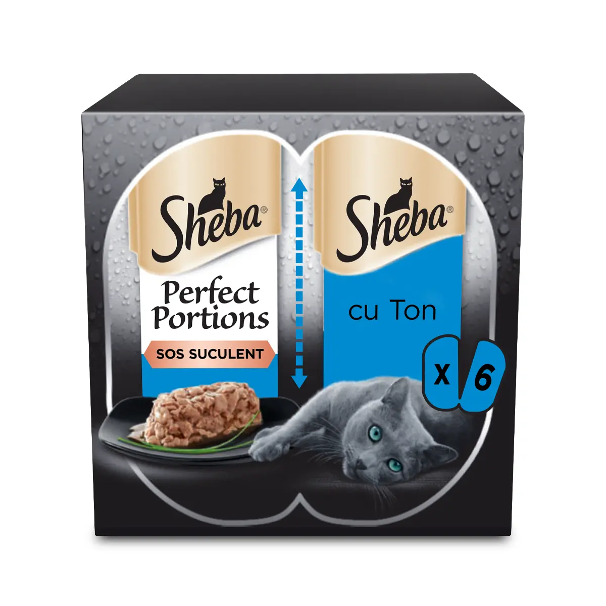 Hrana umeda Sheba Perfect Portions pentru pisici adulte, cu bucati de ton, 6 x 37,5 g