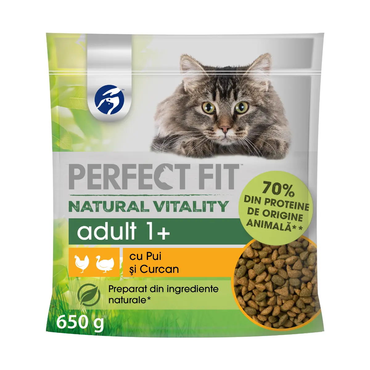 Hrana uscata pentru pisici Perfect Fit Nature Vital, Pui si Curcan, 650 g