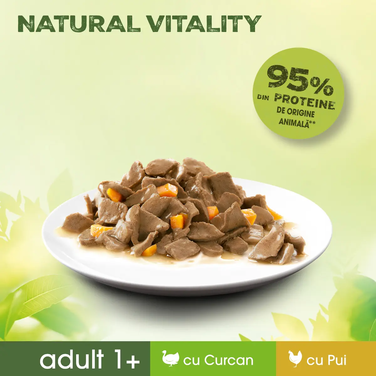 Hrana umeda Perfect Fit Natural Vitality pentru pisici cu pui si curcan 6x50g