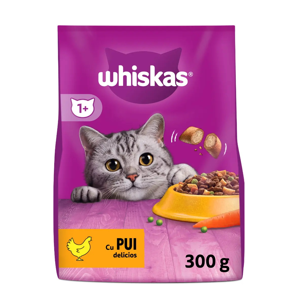 Hrana uscata Whiskas cu pui pentru pisici adulte 300g