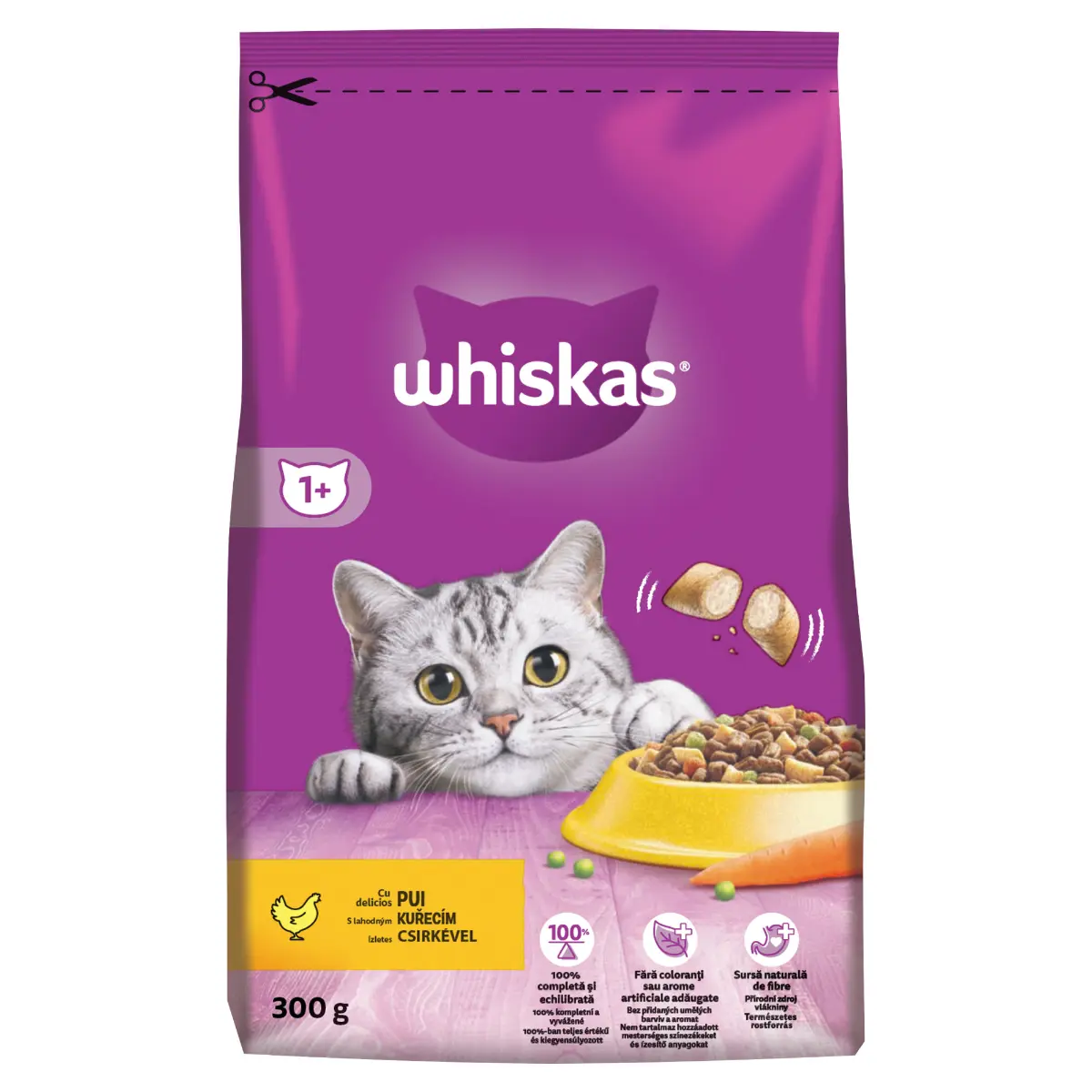 Hrana uscata Whiskas cu pui pentru pisici adulte 300g