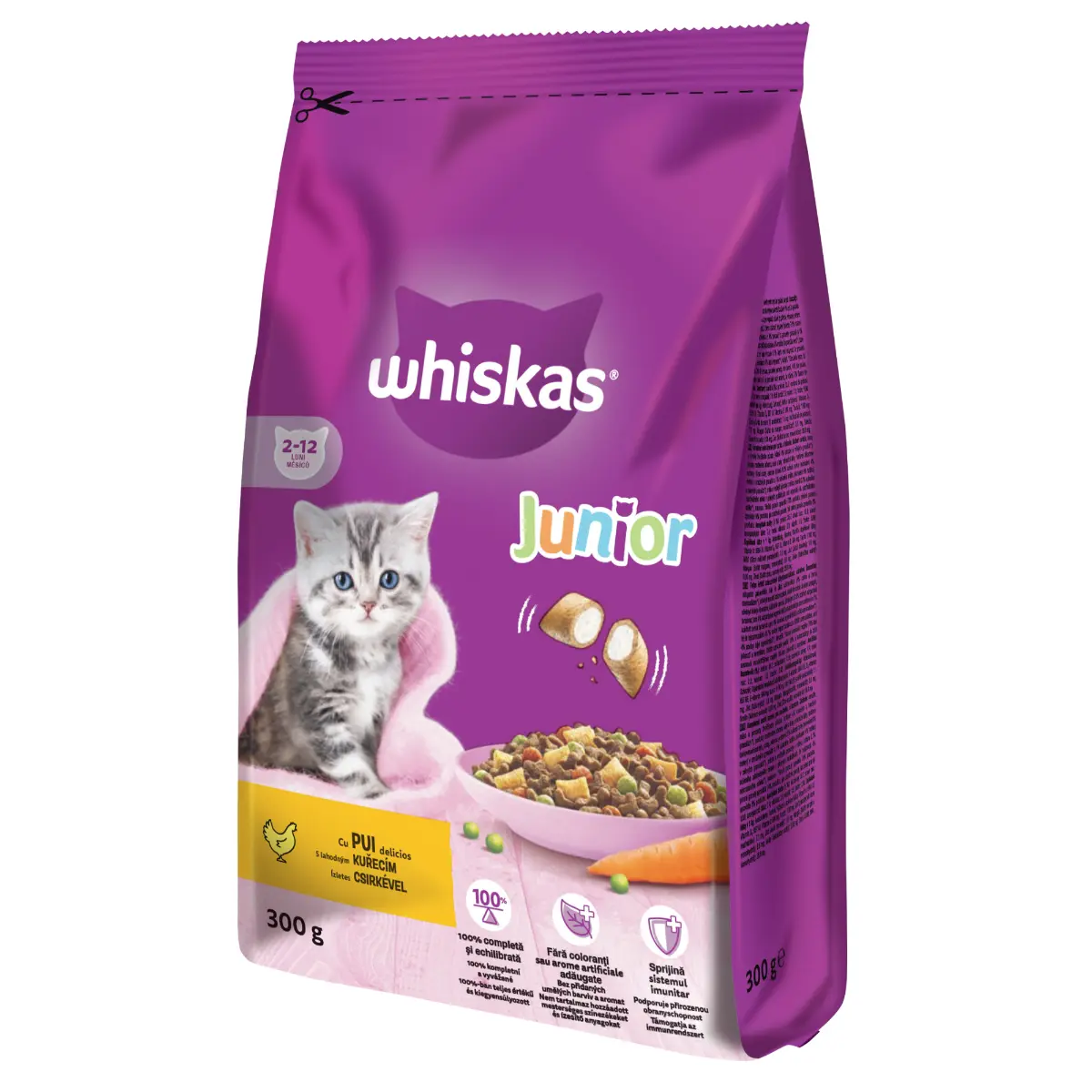 Hrana uscata Whiskas cu pui pentru pisici junioare 300 g