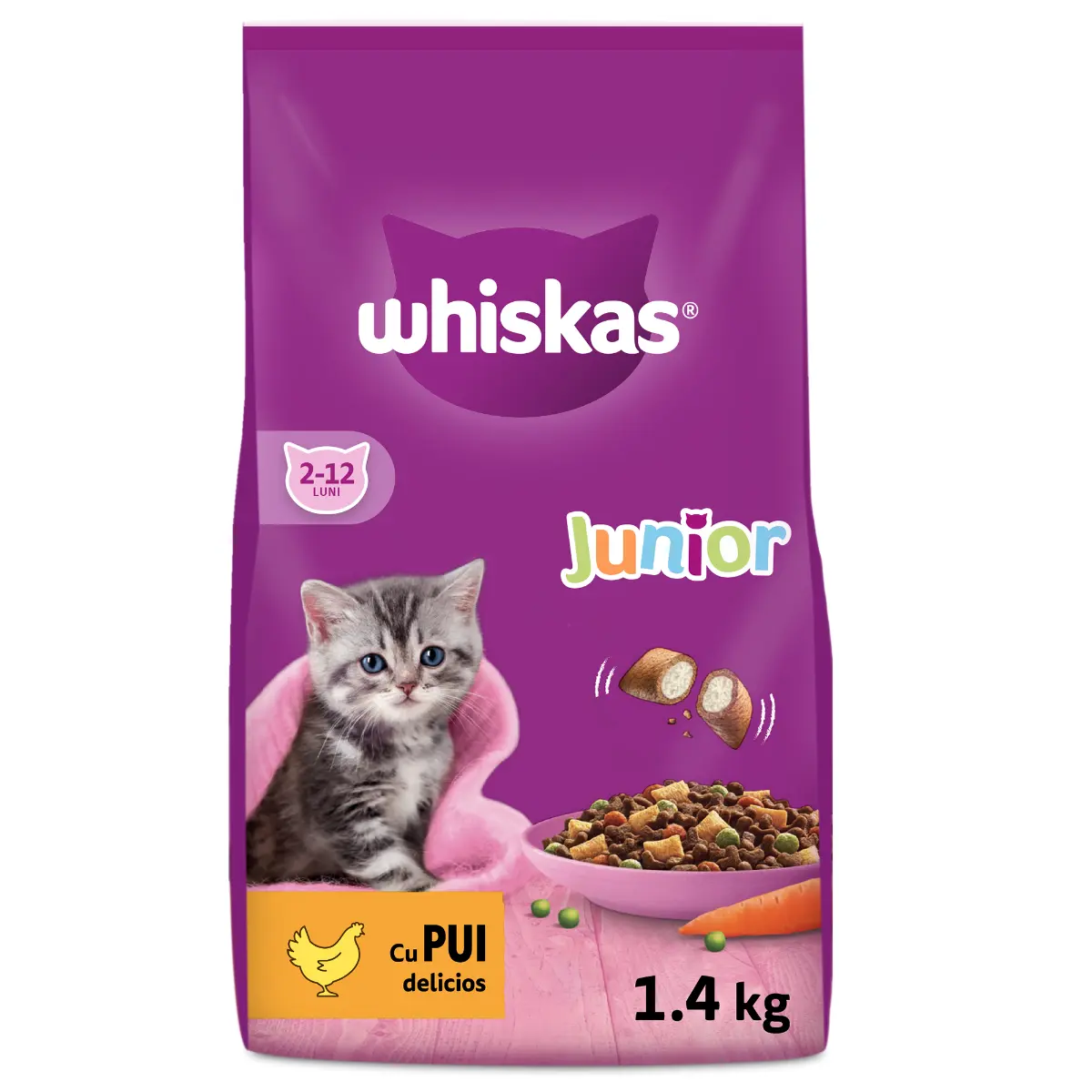 Hrana uscata Whiskas Junior cu pui pentru pisici junioare 1.4kg