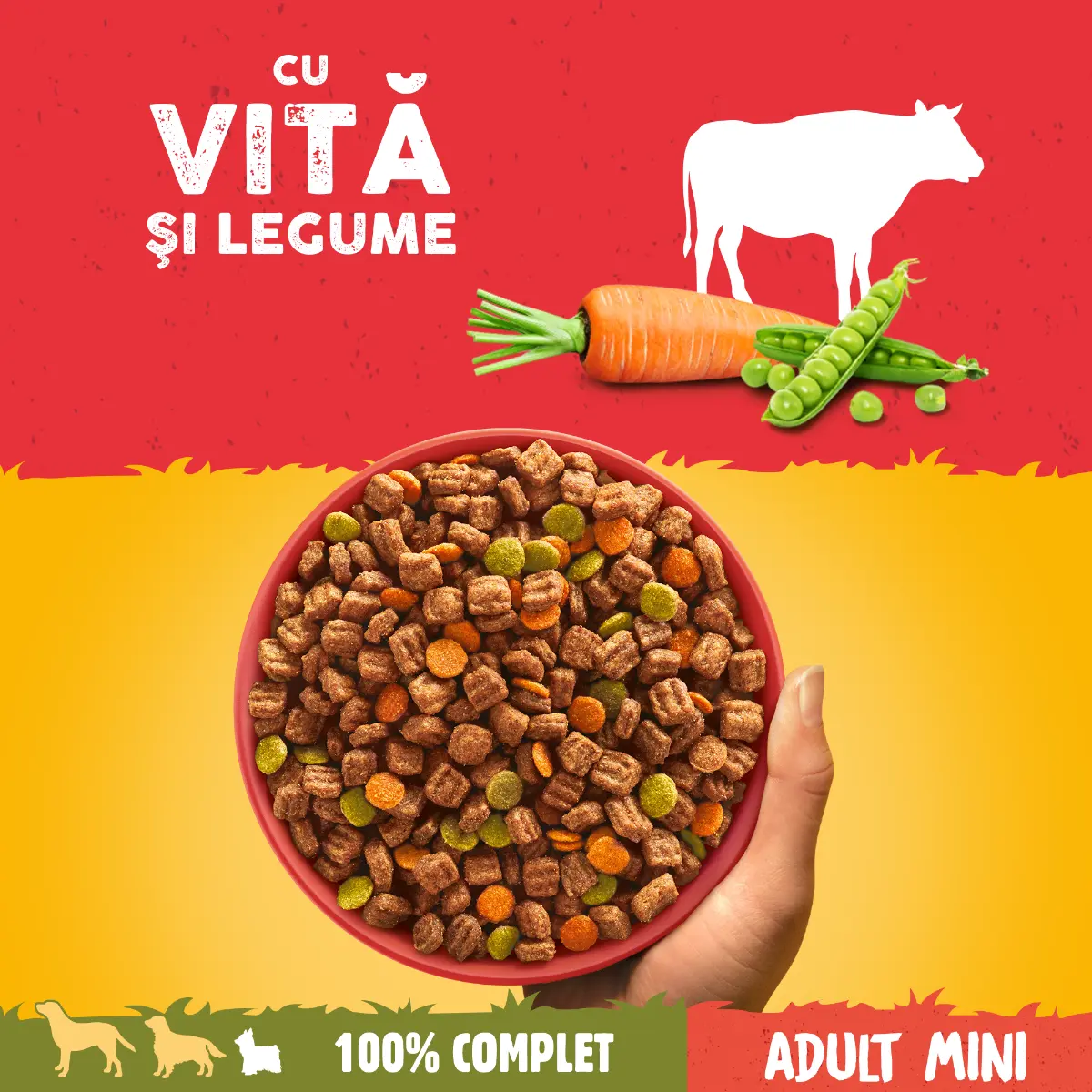 Hrana uscata pentru caini adulti Pedigree cu vita si legume, 2 kg