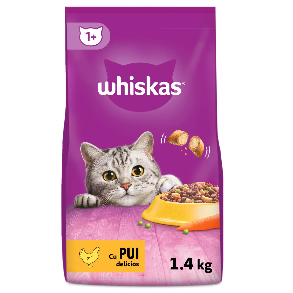 Hrana uscata Whiskas cu pui pentru pisici adulte 1.4kg