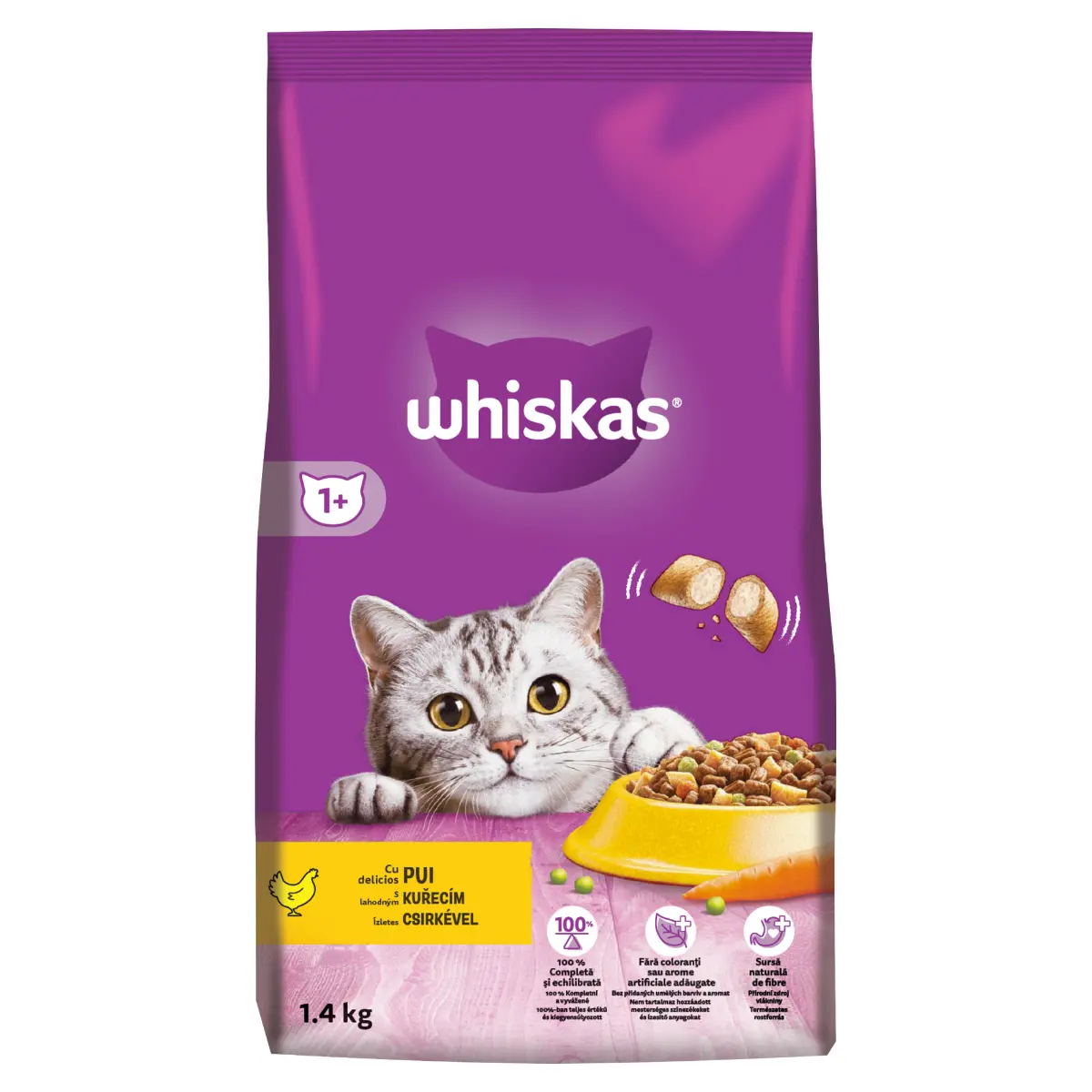 Hrana uscata Whiskas cu pui pentru pisici adulte 1.4kg