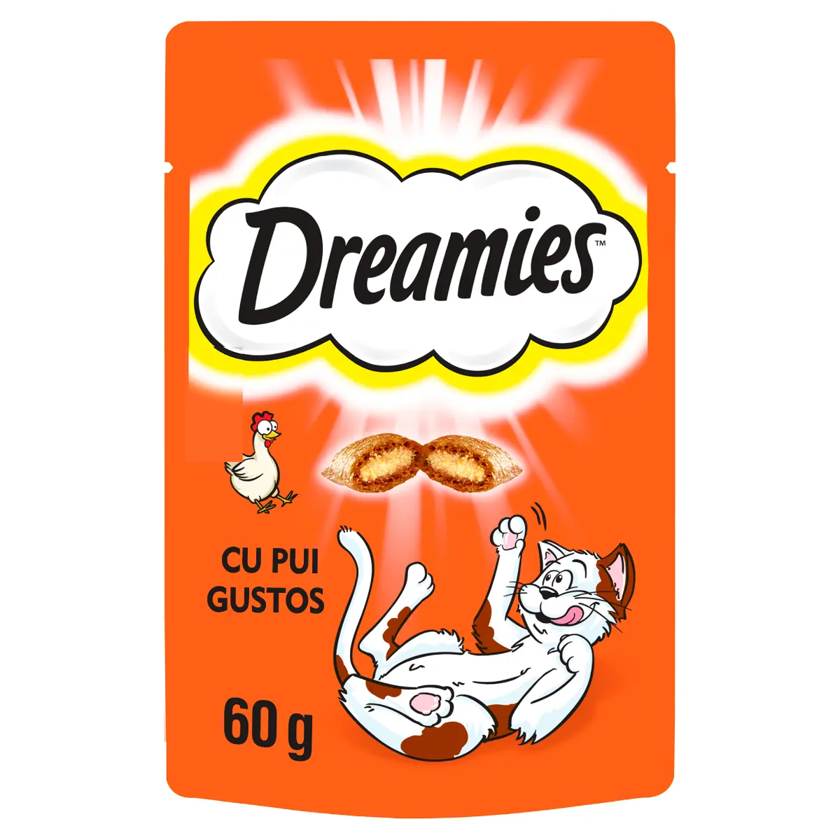 Recompense Dreamies pentru pisici, cu pui gustos 60 g