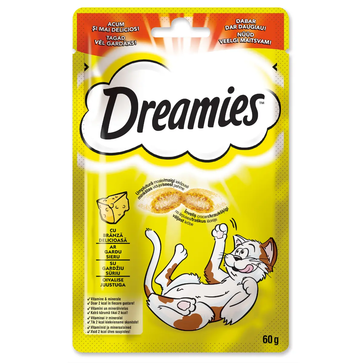 Recompense Dreamies pentru pisici, cu branza delicioasa 60 g