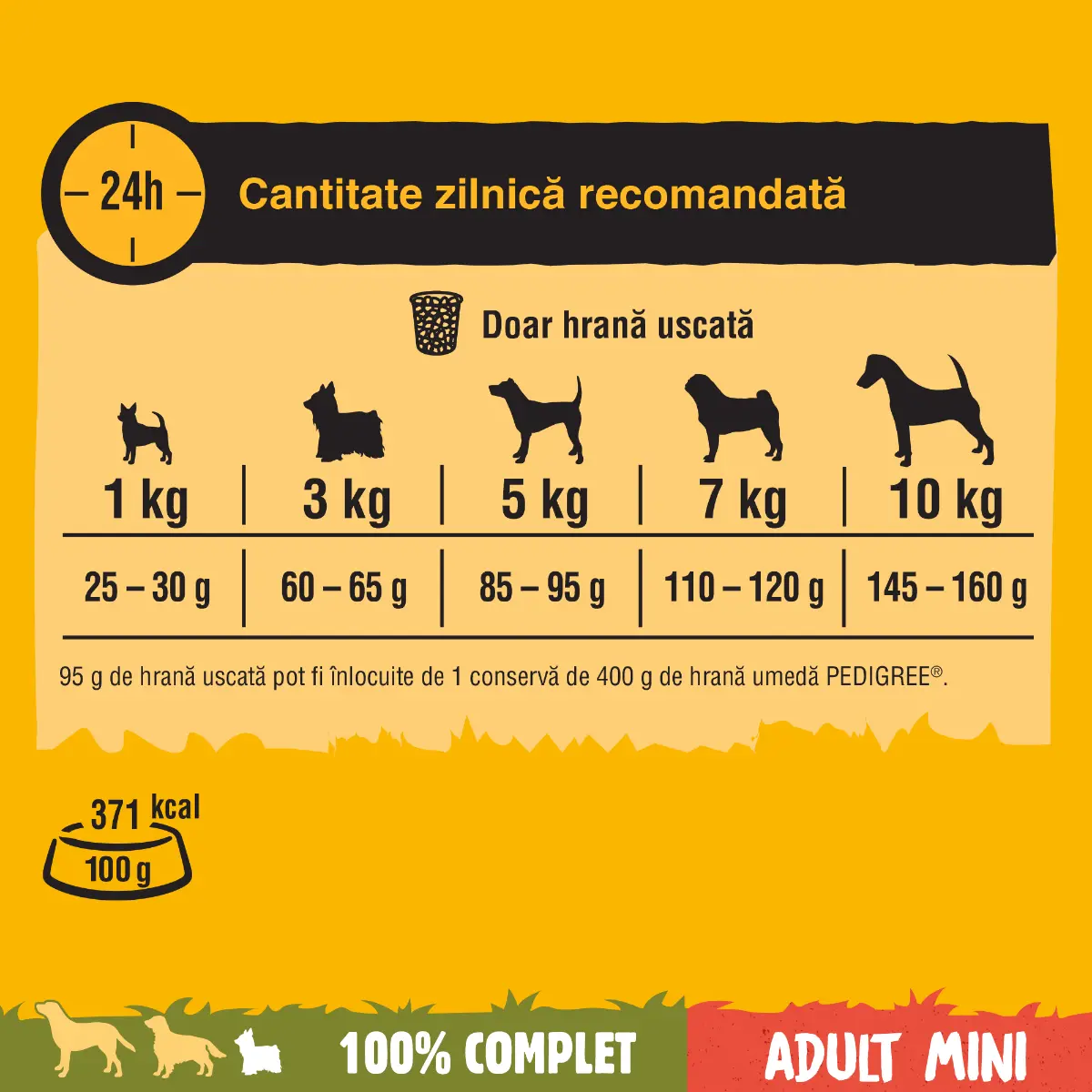 Hrana uscata pentru caini adulti Pedigree cu pasare si legume, talie mica, 2 kg