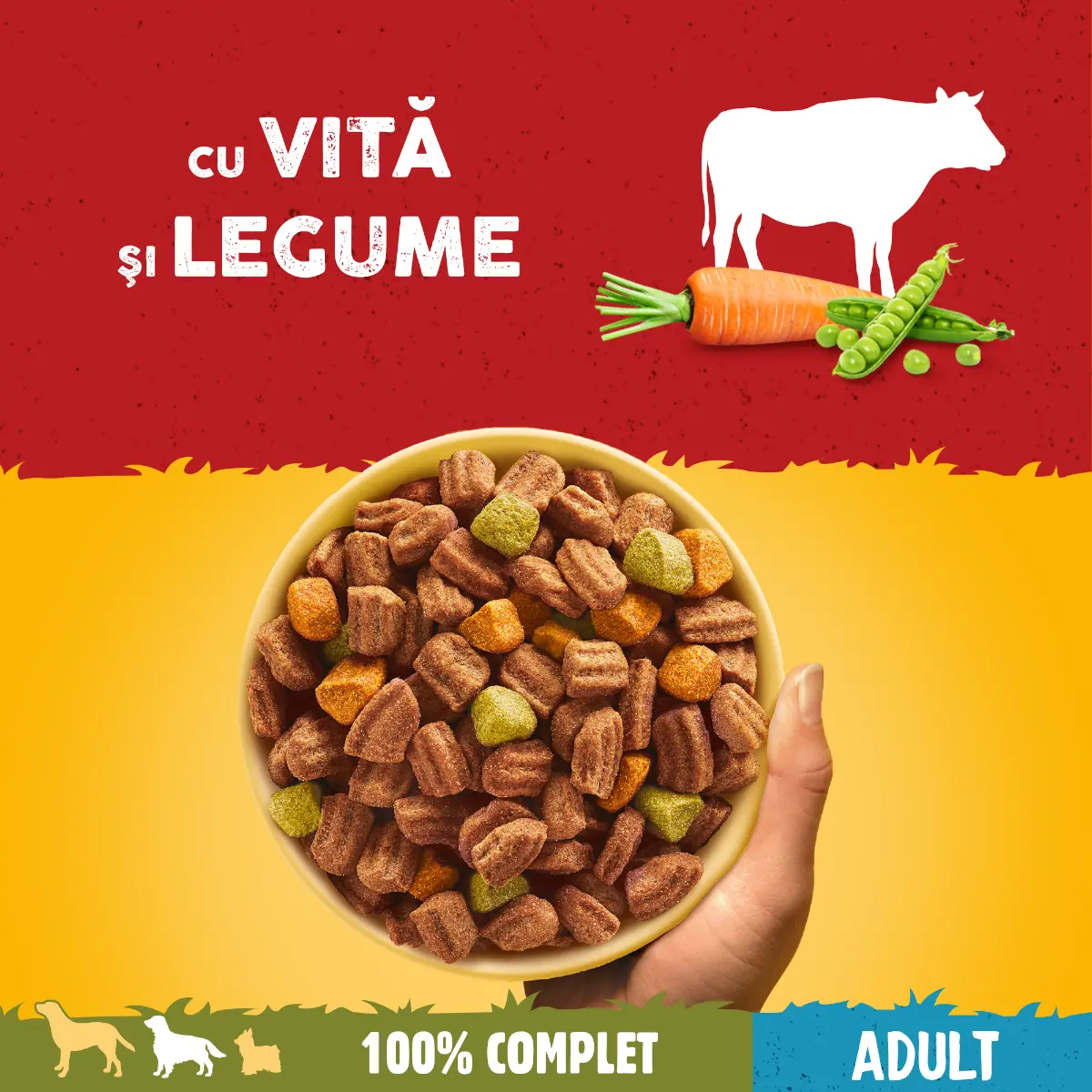 Hrana uscata pentru caini adulti Pedigree cu vita si legume, 3 kg