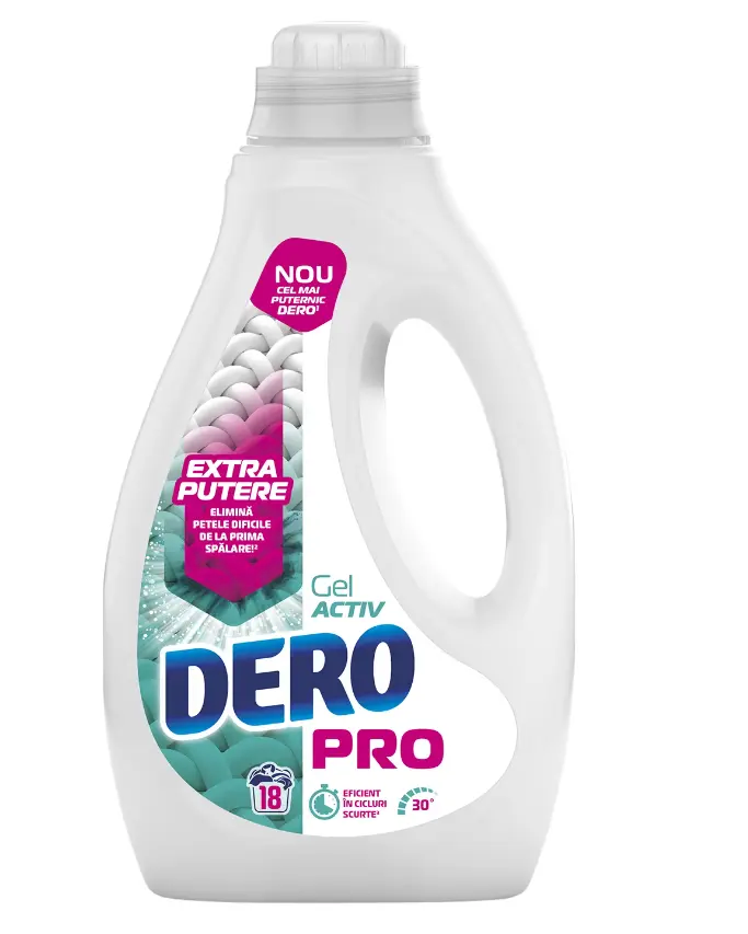 Detergent rufe Dero Pro Automat Gel Activ 0.9L 18 spalari