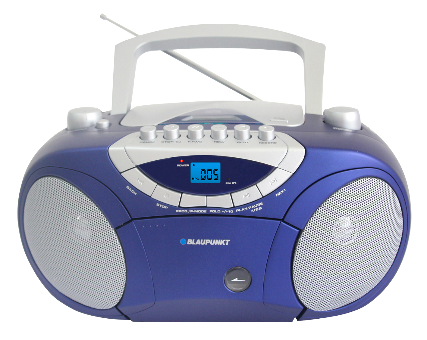 Microsistem audio Boombox BB15BL, 4 W, CD, Casetofon, USB, AUX, Albastru