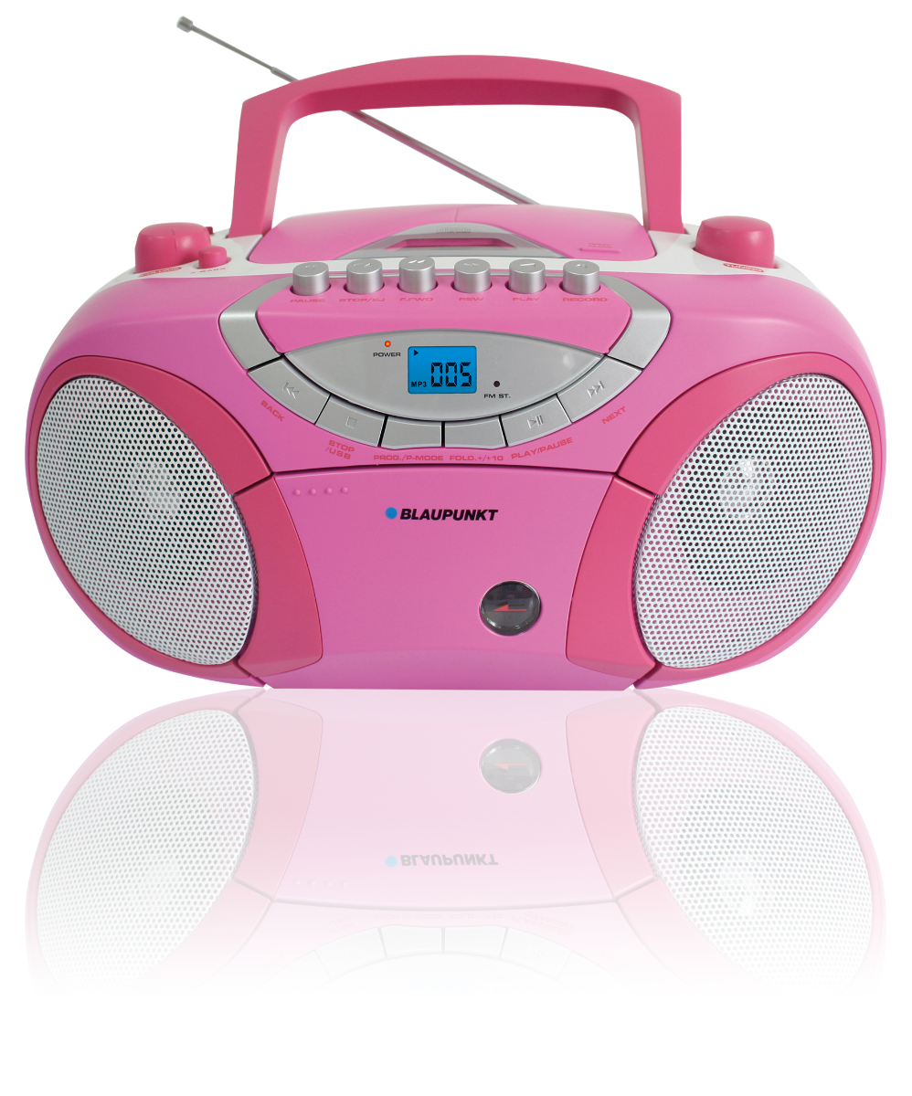 Microsistem audio Boombox BB15PK, 4 W, CD, Casetofon, USB, AUX, Roz