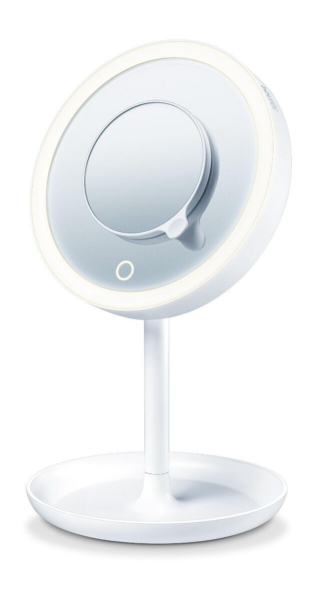 Oglinda cosmetica iluminata Beurer BS45, senzor tactil, 28 leduri, diametru 17.5 cm, Alb