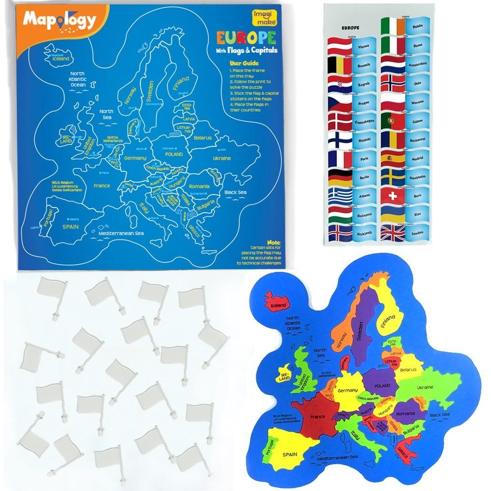 Puzzle creativ Harta Europei Imagimake, 31 piese, Multicolor