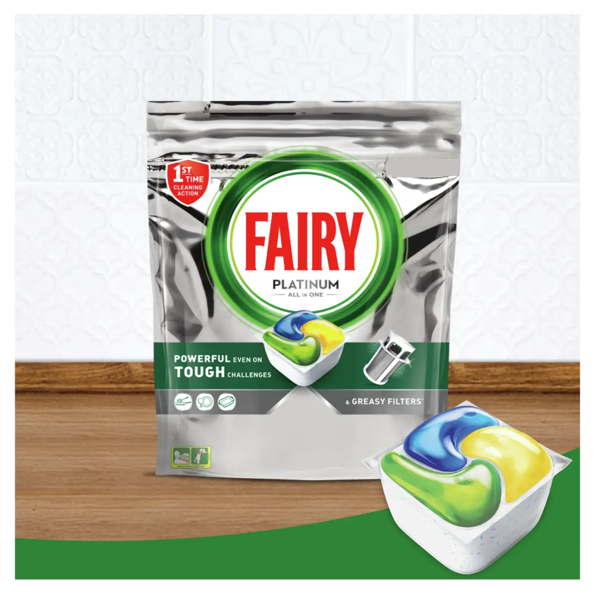 Detergent pentru masina de spalat vase Fairy Platinum All in One, 104 spalari