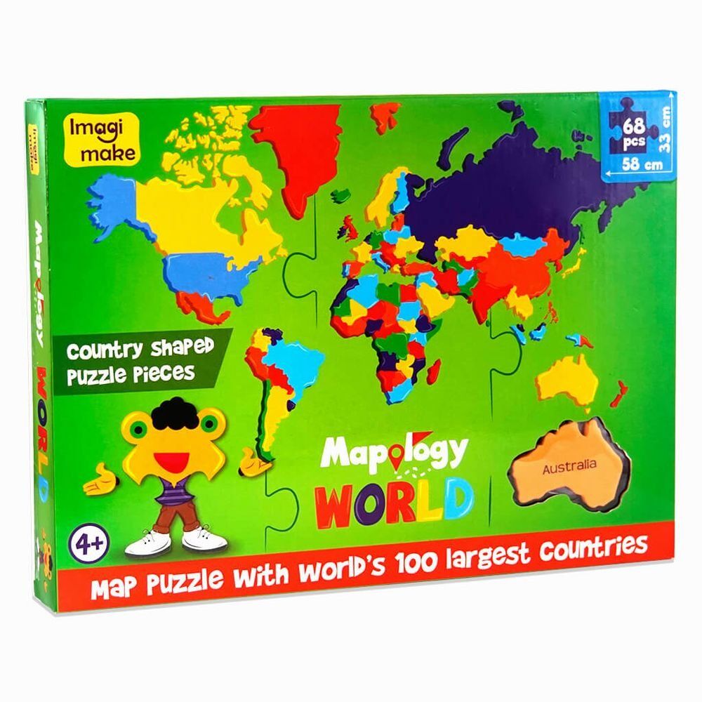 Puzzle creativ Harta Lumii Mapology World Imagimake, 68 piese, Multicolor