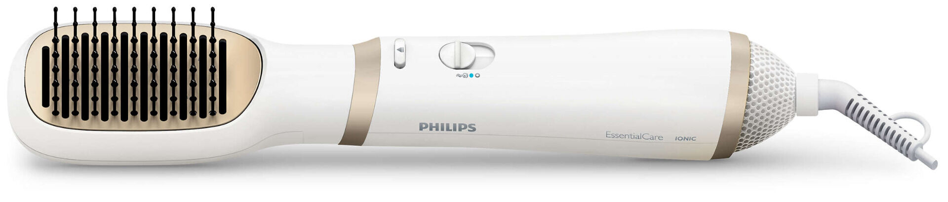 Perie cu aer cald Philips HP8663, Ionizare, 3 trepte de temperatura, 800W, Alb/auriu