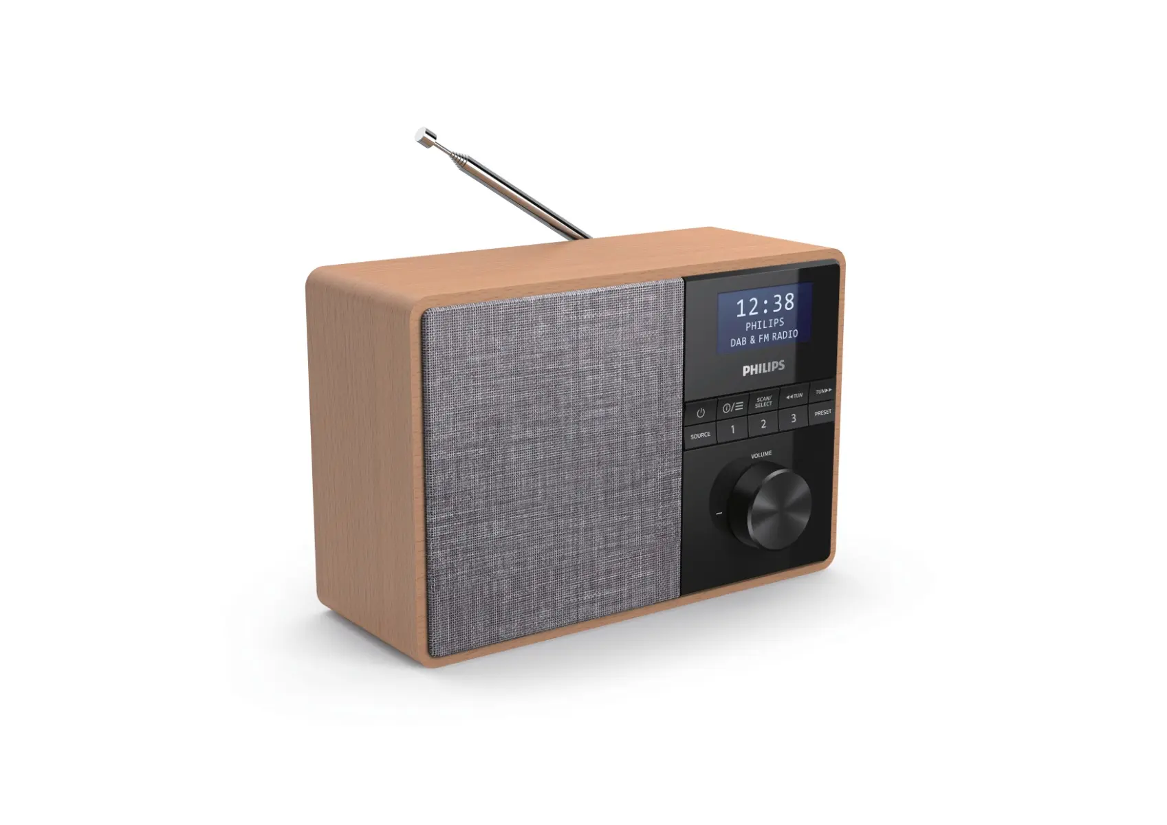 Radio portabil Philips TAR5505/10, FM, RMS 5 W, Bluetooth, Gri / Maro