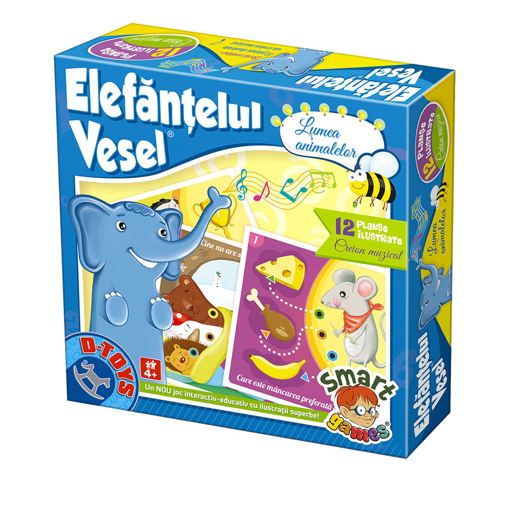 Joc interactiv Elefantelul Vesel - Lumea animalelor, D-toys